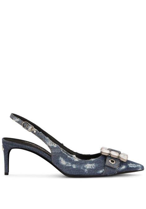 Décolleté a punta in denim blu e pelle invecchiata DOLCE & GABBANA | CG0643-AY8418H618